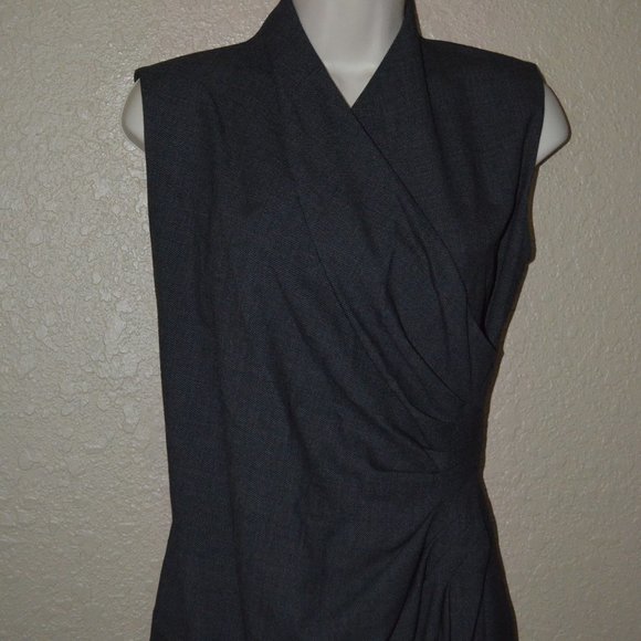 ⭐🎩NWOT $1590 Sz 6 Ralph Lauren Black Label Charcoal Gray Side Ruching Midi Dress - Picture 3 of 7